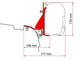 Adapteris Fiamma F45 un F43, VW T5, T6, T6.1, Multirail Reimo