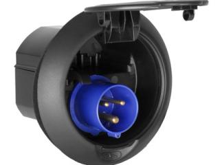 Kontaktligzda ar vāciņu, AC 230V, CEE, melna, IP44, FAP