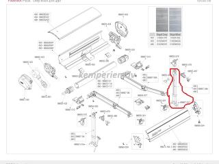 Rezerves daļa Fiamma F65 370-400, F65L 400-450, F80 370-450, kāja, labā puse, OEM98667-04A
