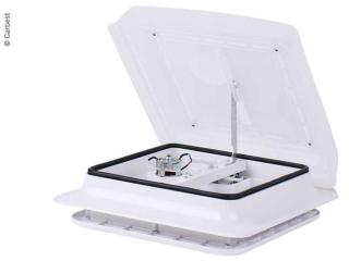 Jumta lūka 28x28cm, jumta biezumam 25-80mm, AR ventilatoru, balta, bez tumsas rollo