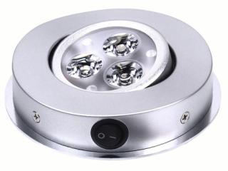 LED gaisma ar slēdzi 12V, 3x1w, 3100K, Ø105 mm