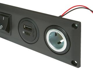  USB-C/A un 12V ligzda, slēdzis