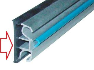 Alumīnija līstes apakšējā gumija, platums 43mm, garums 300mm