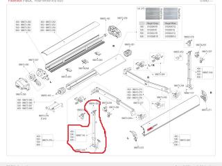 Rezerves daļa, Fiamma F80, F65S 370-400, F65L 400-490, atbalsta kāja, kreisā, OEM98667-04-