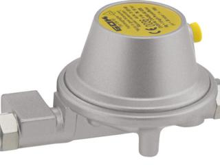 Gāzes reduktors 30mbar 0,8kg/h, RVS-RVS, stiprināms pie sienas, pieslēgums 8mm, GOK