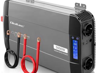  Qoltec tīra sinusoidāla sprieguma pārveidotājs 2500/5000W, saderīgs ar LiFePO4 GEL AGM akumulatoriem
