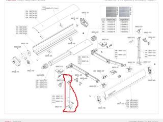 Rezerves daļa Fiamma F80/F65, kāja, kreisā puse 320-340 modeļiem, OEM98667-03-